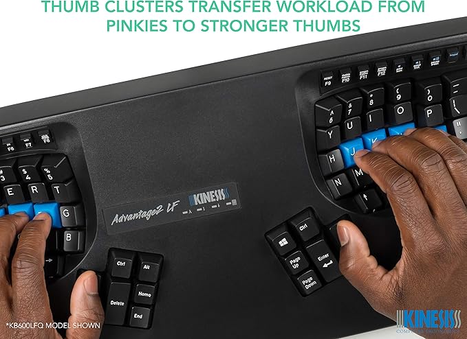 KINESIS Advantage2 Quiet LF Ergonomic USB Keyboard (KB600LFQ)