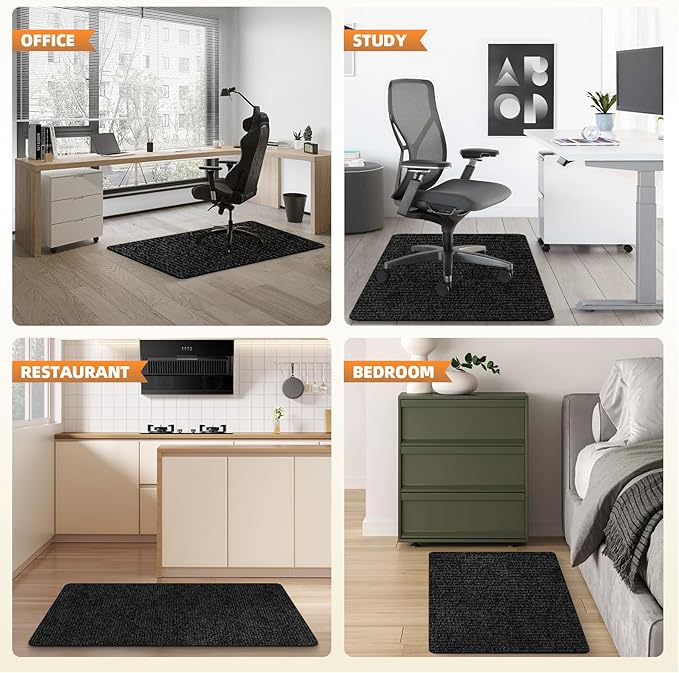 HomeMall Office Chair Mat for Hardwood and Tile Floor, 55" x 35" Computer Chair Mat, Non-Slip Floor Protector, Under Desk Mat for Rolling Chair, Black
