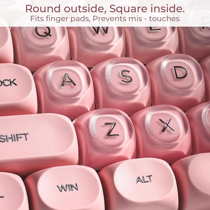 OHY PBT Keycaps, XVX Pink Jelly HOA Profile Key Cap, 132-Key Cute Custom Keycaps (for Mechanical Keyboards with Cherry/Gateron MX Switches)-Blush Pink