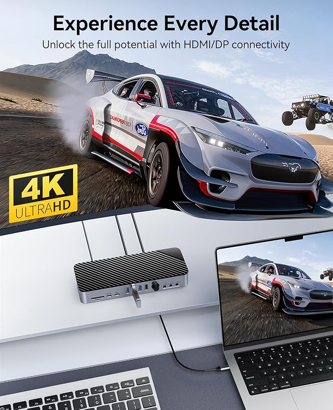 ORICO 20-in-1 Laptop Docking Station, Triple Display with 2xDP and 1xHDMI, 10 Gbps USB-C and 5 Gbps USB-A Port, Ethernet, Audio, SD/TF, VGA, USB C Docking Station for Windows/Dell/HP/Lenovo and More