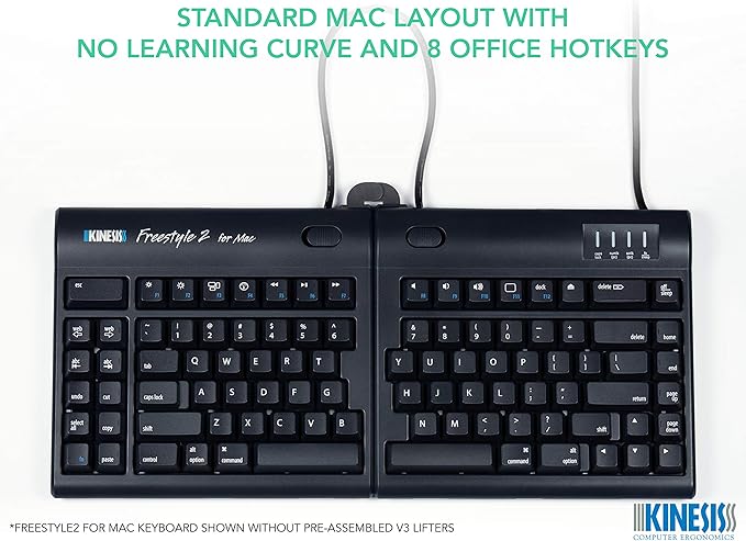 KINESIS Freestyle2 Ergonomic Keyboard w/ VIP3 Lifters for Mac (9" Separation)