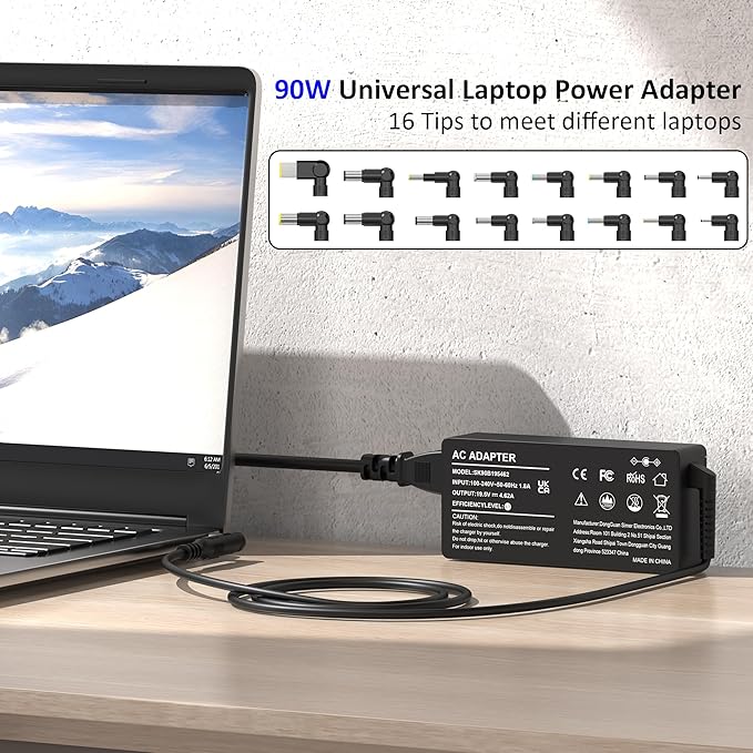 Universal AC Adapter 90W Laptop Charger Compatible with Lenovo HP Dell ASUS Acer Samsung Gateway Notebook Ultrabook Chromebook Pavilion EliteBook Inspiron Latitude ThinkPad and More with 16 Tips
