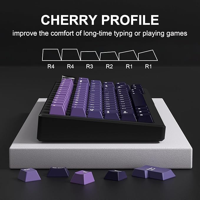 dagaladoo Double Shot PBT keycaps,Gradient Purple caps 75 Percent, 138-keys Cherry Profile Custom keycaps Set for 100% 75% 65% 60% TKL US Layout Mechanical Keyboard（only keycap）