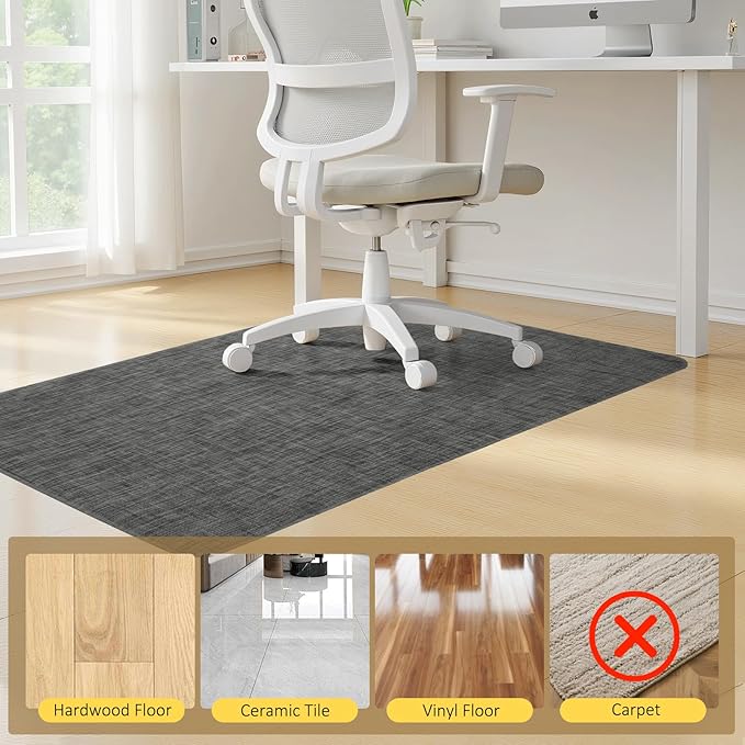 BesWin Office Chair Mat for Hard Floors, 36" x 48" Heavy Duty Desk Floor Mat for Hardwood/Tile Floors, Computer Chair Mat for Rolling Chair, Anti Slip Desk Rug PVC Floor Protector Mat for Office Home