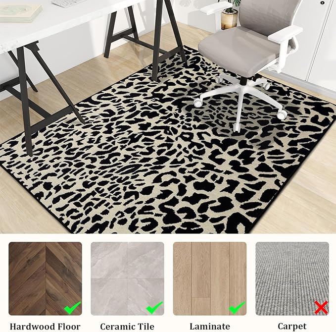 Office Chair Mat for Hardwood Floor, 60"x45" Easy Glide Computer Desk Mat Protector for Rolling Chair Under Desk Rug Nonslip Backing, Machine Wash, (Modern)