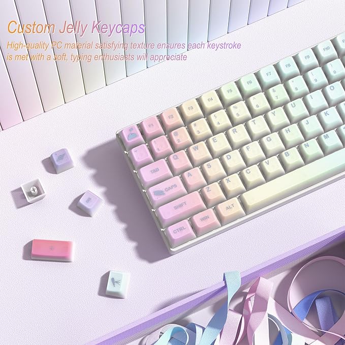 Womier Keyboard Keycaps Jelly - Shine Through keycaps, Transparent Clear Key Cap, Custom 60 65 75 100 Percent for Cherry MX, Outemu, Gateron Mechanical Keyboards (MDA Profile-Starry Sky)