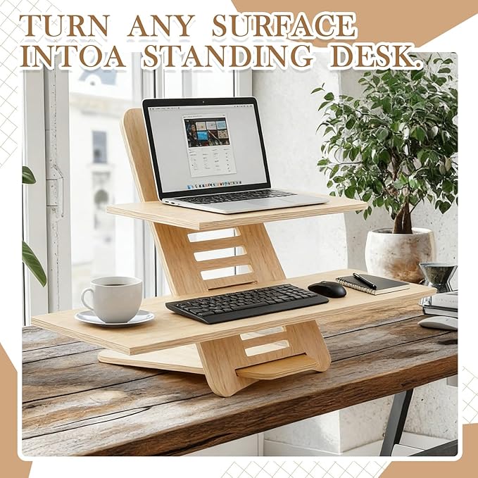 Standing Desk Converter, Standing Desk Laptop Riser, Adjustable Height Sit to Stand up Riser Workstation for Office and Home, Table Top Birches Portable, 18 Inch and 31 Inch