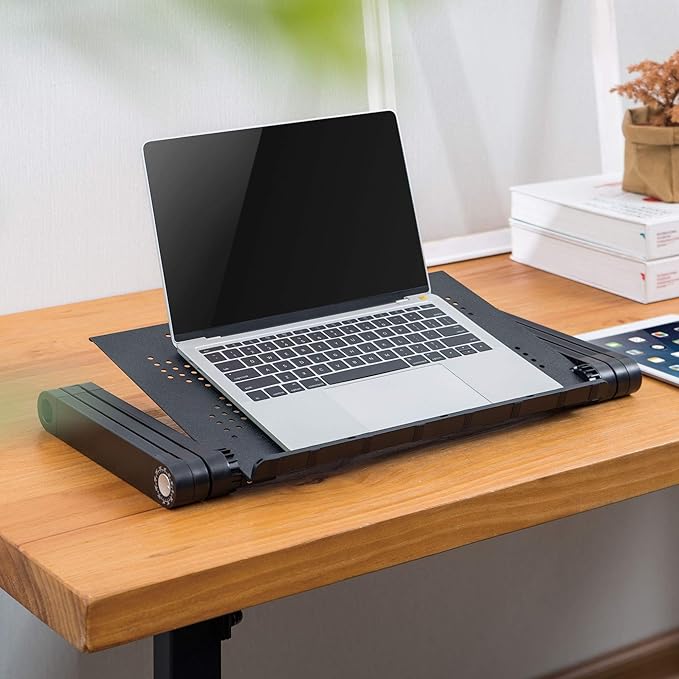 Mount-It! Adjustable Laptop Stand & Lap Desk, Large Aluminum Laptop Tray with 360° Rotating Legs, Portable Sit-Stand Laptop Desk for Bed, Couch, Desk & Floor, Ventilated Surface