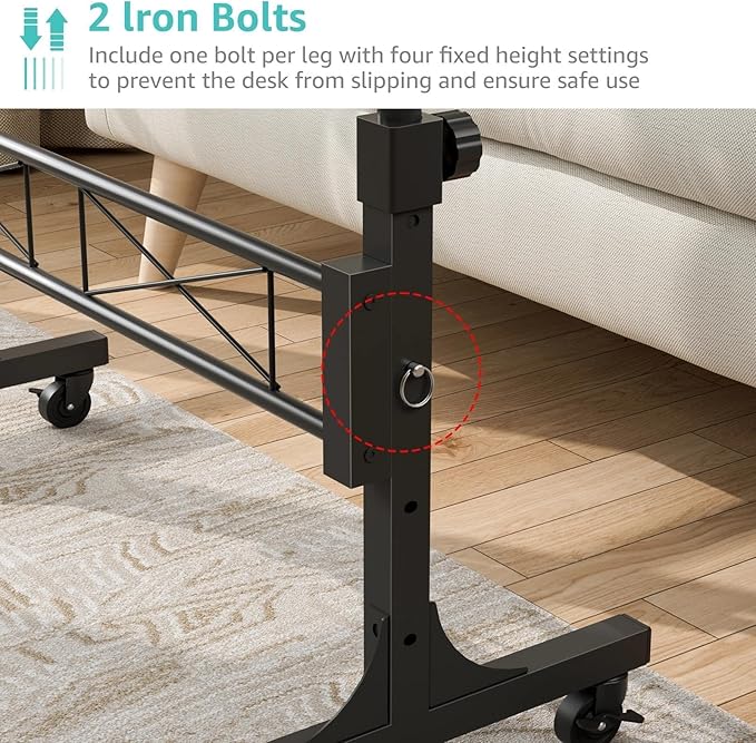 Small Portable Rolling Standing Desk - 32 Inch Adjustable Height Mobile Teacher Podium on Wheels for Classroom, Stand Up Desks for Treadmill Walking Pad, Couch Sofa Side Laptop Table, Black
