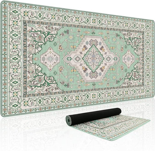 Baziabbo Green Desk Mat,XXL Extended Big Mouse Pad,Gaming Mousepad with Stitched Edge,Non-Slip Rubber Base Keyboard Desk Pad for Home Office Study Game