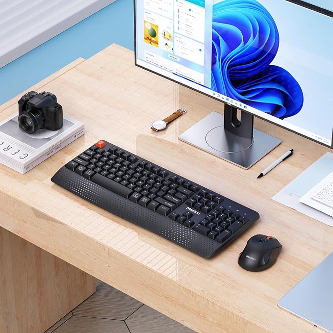 MEETION New Wireless Keyboard and Mouse, Computer Keyboard Mouse Combo, 3 DPI Adjustable Mouse Full-Sized Cordless Keyboard, for PC/Computer/Laptop/Windows/Mac, Black New 2025