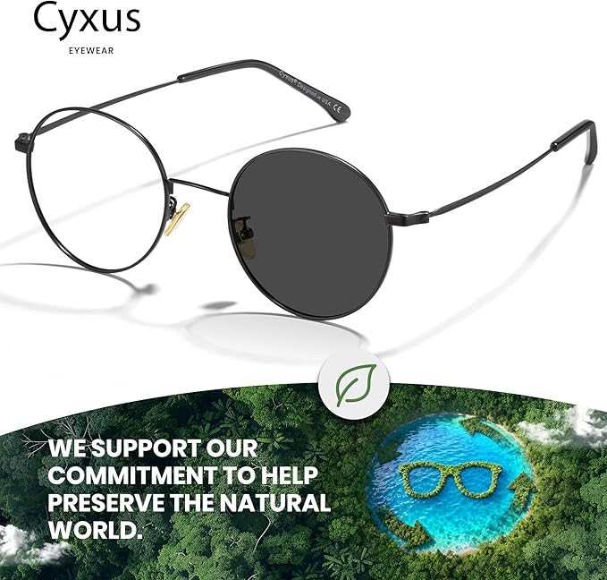 Cyxus Blue Light Glasses for Men and Women, Round Metal Frame Computer Eyeglasses for Office, Gaming, Reading 8090