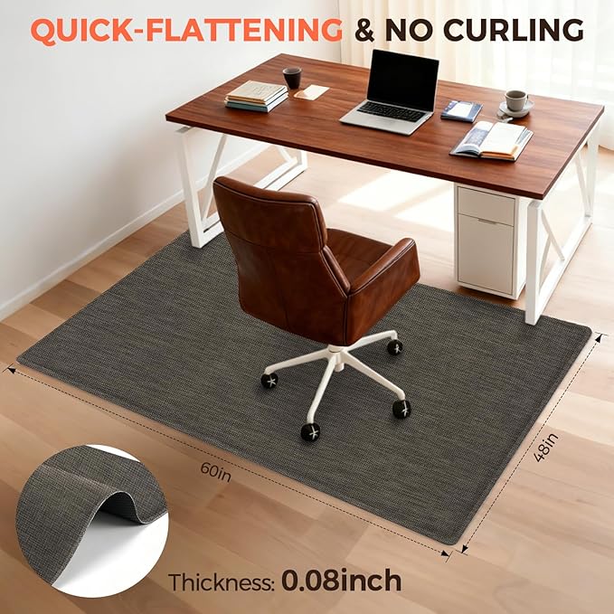 BAGAIL Office Chair Mat for Hardwood Floor, 48"x60" Heavy Duty Computer Chair Mat - Fast Flat & Smooth Glide - Non-Slip Desk Chair Floor Protector for Home Office - Dark Brown