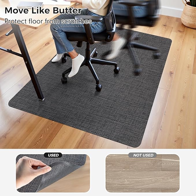 Sycoodeal Office Chair Mat for Hardwood & Tile Floor, 36" x 48" Computer Gaming Chair Mat for Rolling Chairs Non-Curve, Anti-Slip, Heavy Duty Floor Protector for Home Office (Dark Coffee)