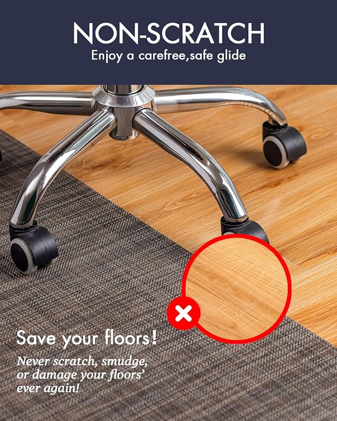 Office Chair Mat for Hardwood Floor Under Desk Computer Rolling Chair Mat for Wood/Tile Floor Non-Slip Heavy Duty Desk Rug PVC Plastic Hard Floor Protector 45"x 53" (Dark Walnut)