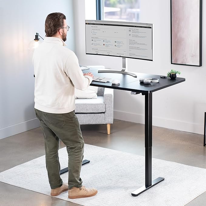 VIVO Electric 60 x 30 inch Stand Up Desk, Height Adjustable, Black Top Black Frame, Home and Office Furniture Sets, DESK-KIT-0B6B