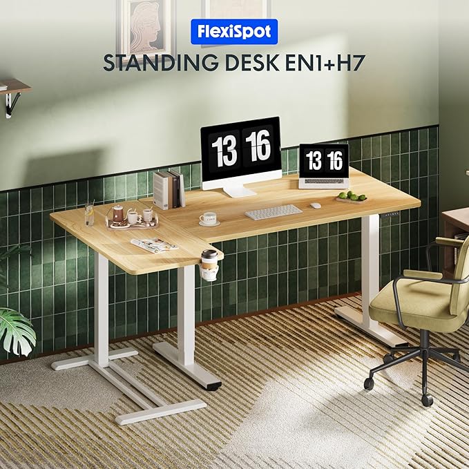 FLEXISPOT Mobile Standing Desk with Wheels Pneumatic Laptop Table Rolling Computer Cart Movable Height Adjustable Small Sit Stand Desk Computer Workstations Home Use(27.6" W x 15.7" D, Maple)