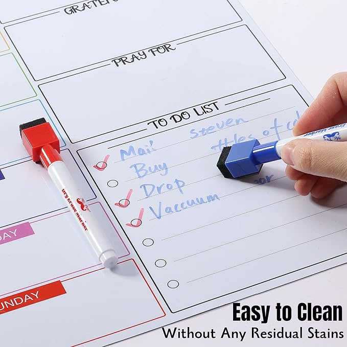 Mr. Pen- Magnetic Weekly Dry Erase Planner for Fridge, 12x15 Inches, Dry Erase Whiteboard Fridge Calendar with 4 Markers & Large Writing Space for Schedules, Chores, Meal Planning & Family To-Do List
