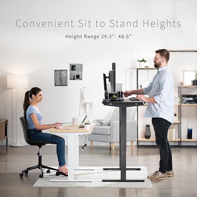VIVO Electric 60 x 24 in Standing Desk, Memory Height Adjustment, 1B Series, Holds 220 lbs, One-Piece Black Top, Black Frame, DESK-KIT-1B6B