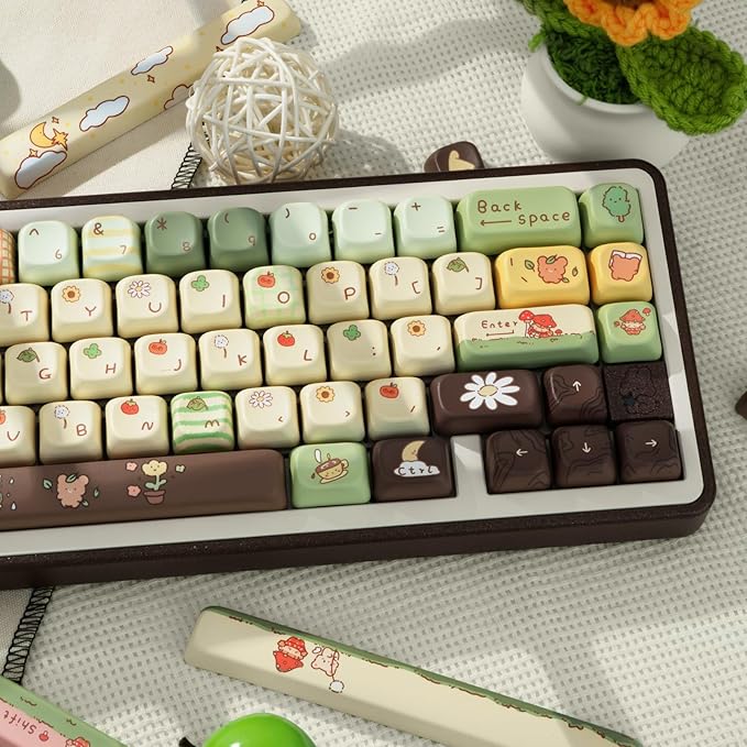 Cute Keycaps, Thick PBT Keycap FOA Profile, 149 Keys Keyboard Keycaps, Dye-Sublimation Keycap Set Compatible with 60% 75% 96% 100% Cherry Gateron MX Switches Mechanical Gaming Keyboard