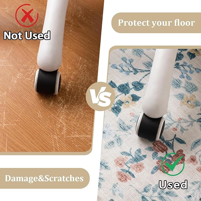 chakme Office Chair Mat for Hardwood Floor, 60"x45" Easy Glide Computer Desk Mat Protector for Rolling Chair Under Desk Rug Nonslip Backing, Machine Wash, (Floral)