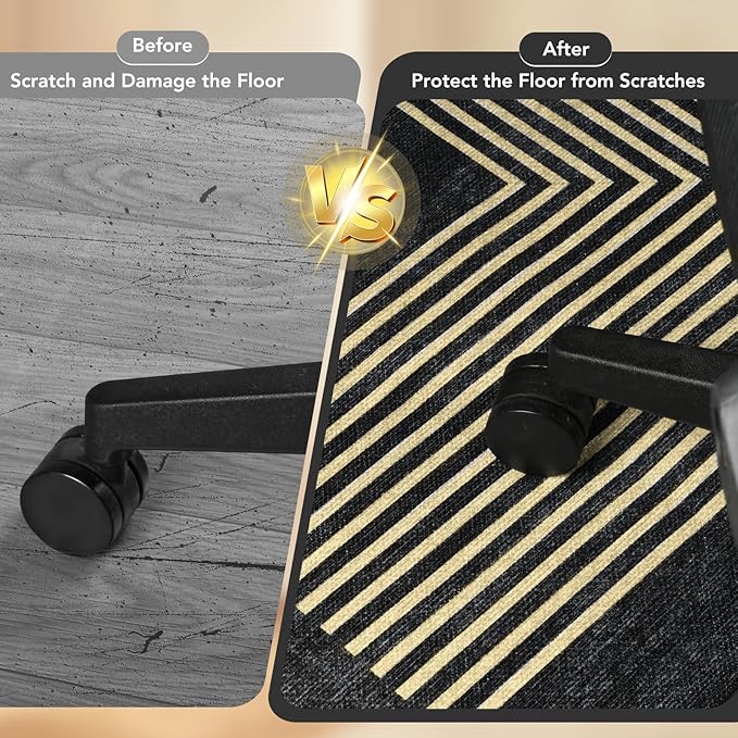 Office Chair Mat for Hardwood Floor&Tile Floor,48"X 60" Heavy Duty Desk Chair Mat for Hard Floors,Under Desk Rug for Rolling Computer Chair,Anti Slip,Low Pile Carpet Floor-Geo Black