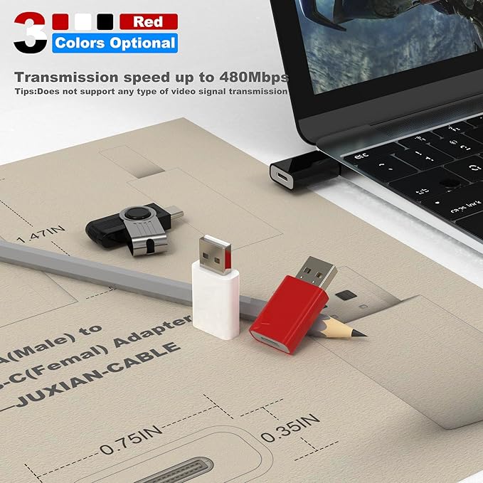 USB to USB-C Adapter Pack-4,Compatible with Apple MagSafe Watch 7/8/9/10/SE/Ultra,Type-C Female to USB Male Adapter for iPhone 16 15 14 13 12 Mini Pro Max,iPad,Galaxy Note,Google Pixel 9 8 7