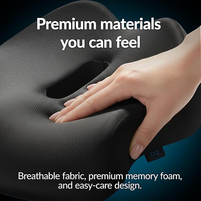 Everlasting Comfort Doctor Recommended Memory Foam Seat Cushion for Office Chairs & Car - Ergonomic Office Desk Accessories - Cushions for Tailbone Pain Relief, Sciatica (Dark Gray, XX-Large)