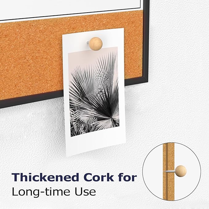 Dry Erase Calendar Cork Board Combo, 18 x 24 Inches Monthly Calendar Whiteboard for Wall, Magnetic White Board with Aluminium Alloy Frame, Hanging Dry Erase Board for Planner Office Kitchen Home Memo