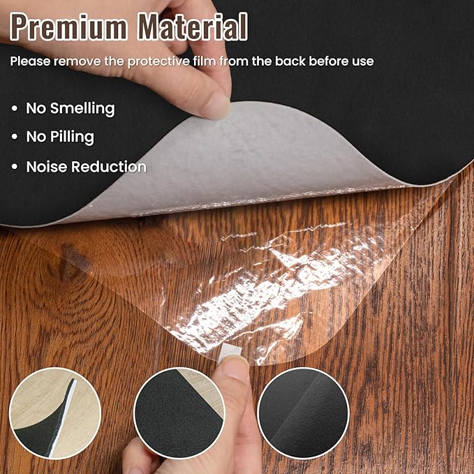 Sycoodeal Office Chair Mat for Hardwood Floor,Slip Resistant Floor Mat for Office Computer Gaming Chair,Heavy Duty Floor Protector for Rolling Chairs,Easy to Clean,Black(48"x55")