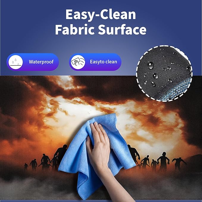 Extra Large Gaming & Office Mouse Pad (31.5" x 11.8") – Zombies Dead Men Walking Body in The Doom Mist Halloween Theme, Anti-Slip XXL Desk Mat with Durable Stitched Edges & Smooth Surface