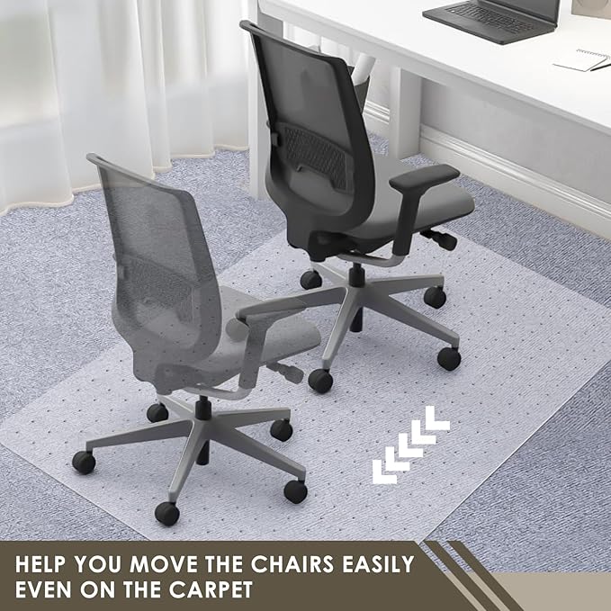 Azadx Heavy Duty Office Chair Mat for Carpet 45" x 53" Hard Material Chair Mat for Carpeted Floor Slip Resistant Carpet Protector for Home Office Easy Glide Desk Floor Mat for Office Chair on Carpets