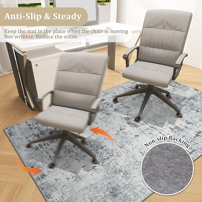 chakme Office Chair Mat for Hardwood Floor, 60"x45" Easy Glide Computer Desk Mat Protector for Rolling Chair Under Desk Rug Nonslip Backing, Machine Wash, (Boho)