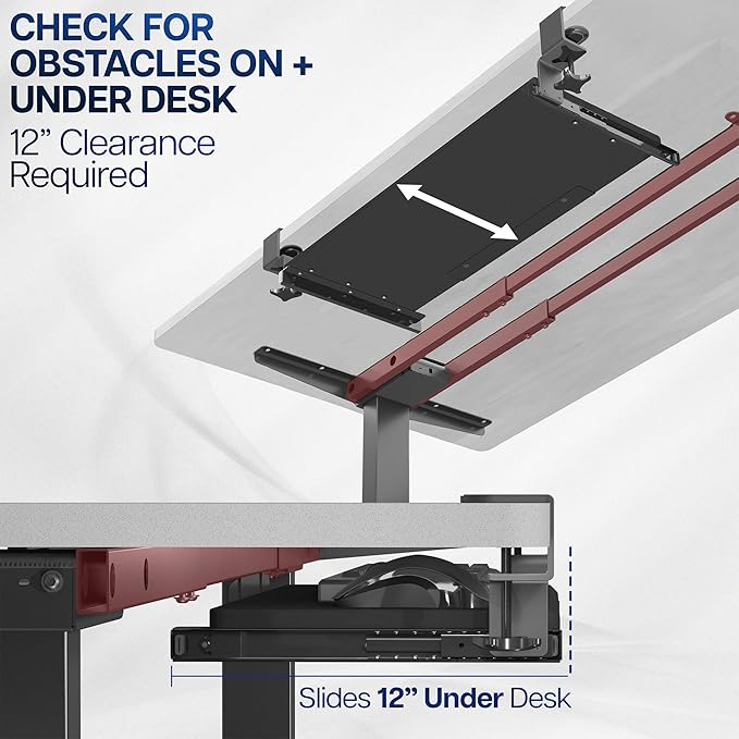 VIVO Large Clamp-on Computer Keyboard and Mouse Under Desk Slider Tray, 27 x 11 inch Pull Out Platform Drawer, Light Wood, MOUNT-KB05A