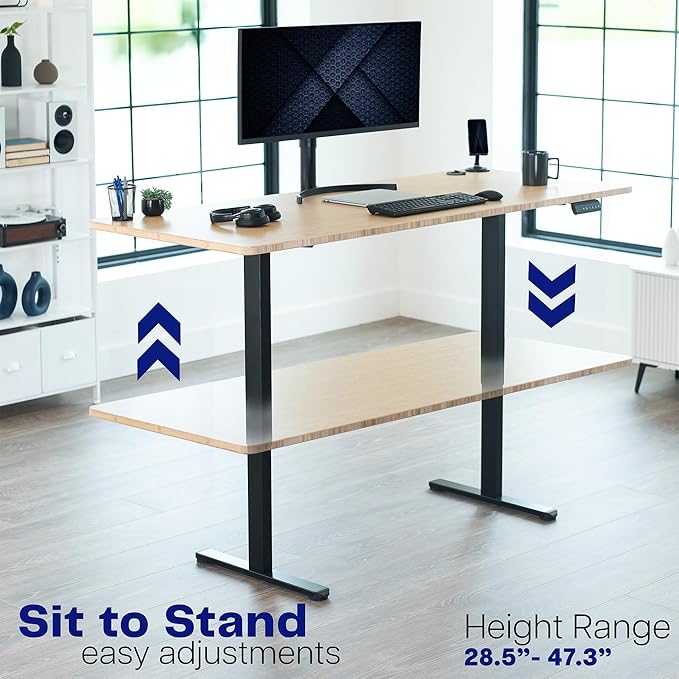 VIVO Heavy Duty Dual Motor Electric Sit Stand Desk Frame, 220 lbs Capacity up to 77" x 43" Tops, Memory Controller Height Adjustable Frame Only, Black, DESK-E-200B