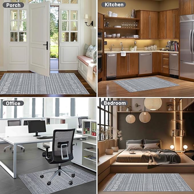 Office Chair Mat for Hardwood Floor&Tile Floor,36"X 48" Heavy Duty Desk Chair Mat for Hard Floors,Under Desk Rug for Rolling Computer Chair,Anti Slip,Low Pile Carpet Floor-Grey