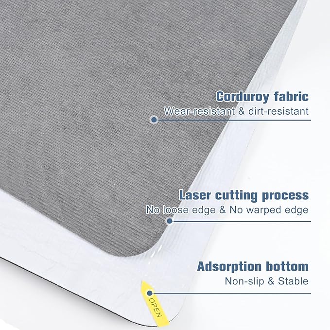 Placoot 2 Pack Desk Chair Mat for Hardwood Floor, Computer Chair Floor Mat, 55"x35" Office Chair Mat, Large Rubber Anti-Slip Floor Protector for Home Office Light Grey (Folding Packaging)