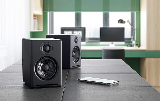 Audioengine A2+ Desktop 24 Bit Wireless Bluetooth Desktop Speakers - 60W Computer Speakers for Music and Gaming (Pack of 2)