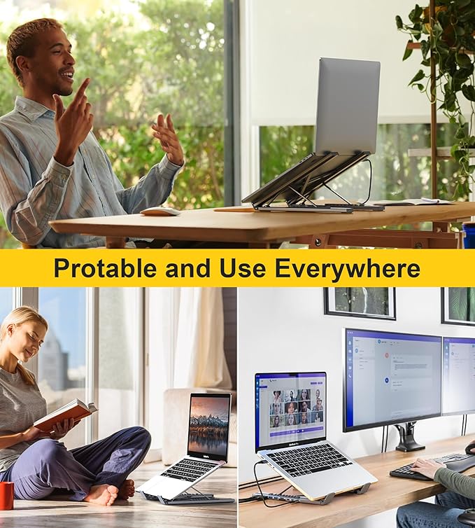 USB C Laptop Docking Station Stand, Dual Monitor 4K@60Hz, 9 in 1 USB C Hub with 2 HDMI, 2 USB 3.0, PD 100W, Universal Dock Station for MacBook Pro/Air/Dell/HP/Surface/Lenovo