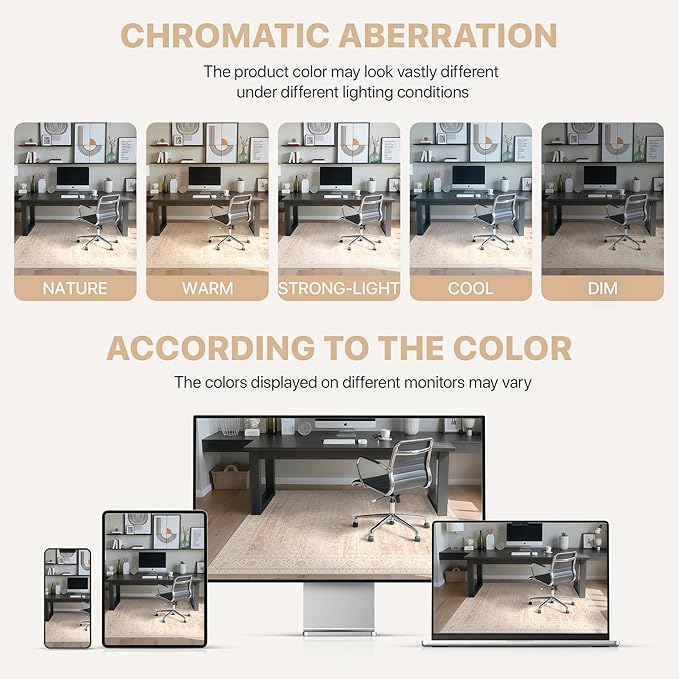 36"x48" Office Chair Mat for Hardwood Tile Floor, Under Desk Carpet Protector for Rolling Computer Chair Mat, Machine Washable Area Rug, Anti-Slip 1/5" Thick Low Pile Thin Vinyl Floor Mat, Dusty Pink