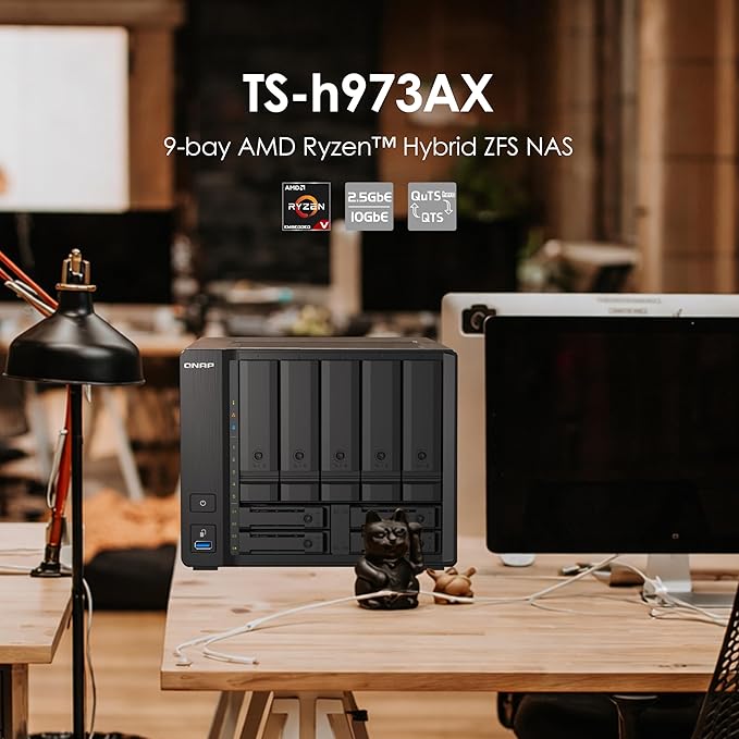 QNAP TS-h973AX-8G 9-Bay QuTS Hero NAS with 10GbE/2.5GbE Connectivity