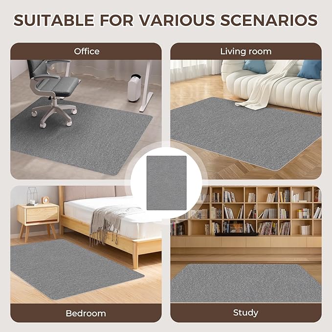 Office Chair Mat,Hard Floor Chair Mat Suitable for Hardwood and Tile Floors,Large Non-Slip Floor Protection Mat,Does Not Pill,Grey(36"x48")