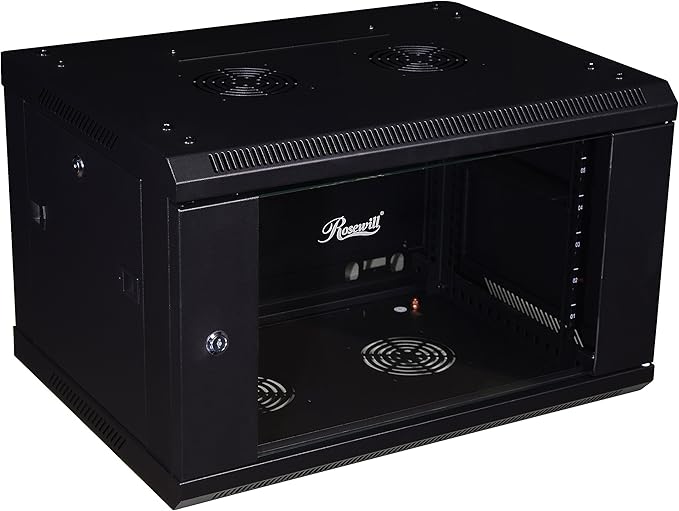 Rosewill Professional 6U Wall mount Cabinet Enclosure 19-Inch Server Network Rack With Locking Glass Door 16-Inches Deep Black (RSWM-6U001)