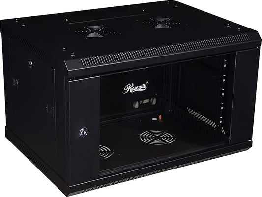 Rosewill Professional 6U Wall mount Cabinet Enclosure 19-Inch Server Network Rack With Locking Glass Door 16-Inches Deep Black (RSWM-6U001)