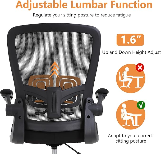 BestOffice Drafting Chair Tall Office Chair Adjustable Height with Lumbar Support Flip Up Arms Footrest Mid Back Task Mesh Desk Chair Computer Chair Drafting Stool for Standing Desk