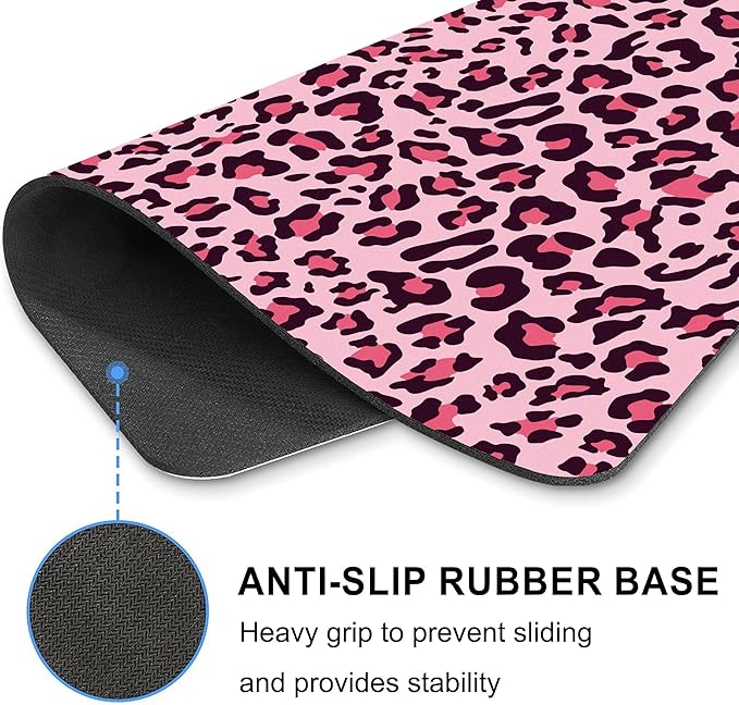 Leopard Mouse Pad Hot Pink Black Aesthetic Mousepad Cheetah Print Desk Laptop Women Girly Computer Gaming Office Cute Small Square Wireless Fashion Accessories Mat Large Desktop Travel