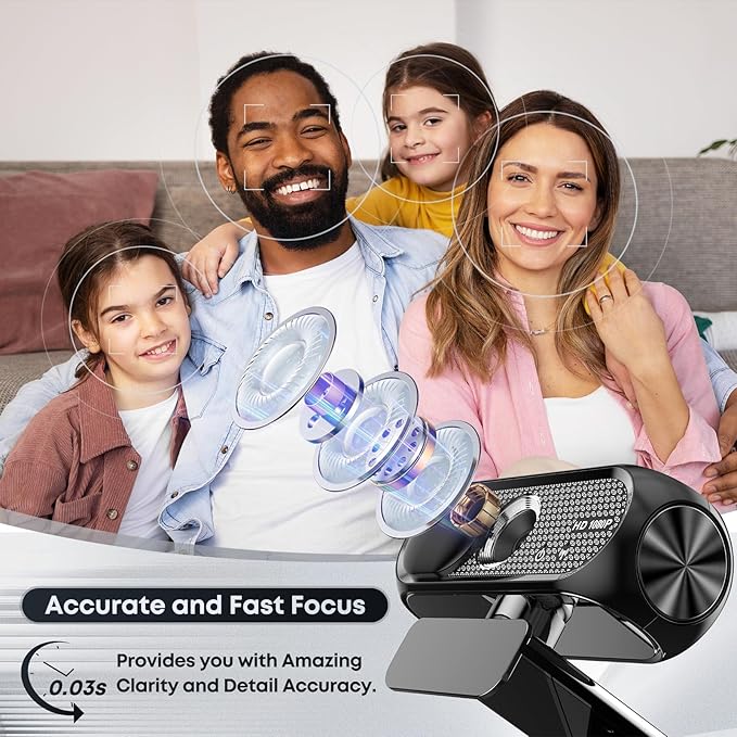 2K Webcam with Microphone, Noise Cancellation, Privacy Cover, Wide-Angle Lens, Auto Light Correction, Plug & Play USB Webcam for Laptop, Desktop, PC, Mac, Zoom, Skype, Streaming (Black)