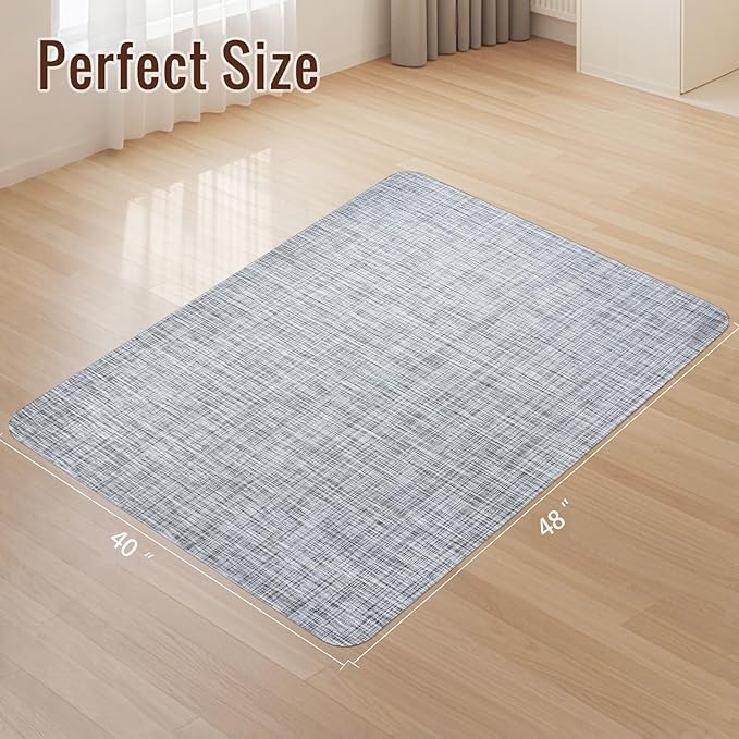 Wansimoo Office Chair Mat for Hardwood and Tile Floor, 40"x48" Floor Mat, Heavy Duty Computer Gaming Chair Mat, Anti-Slip, Non- Curve, Desk Chair Mat,Floor Protector for Home Office(Grey)