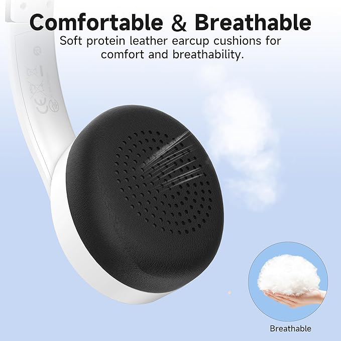 AOC Wireless Headset with Mic for Work with Noise Cancelling Mic for Clear Calls, 30H Playtime PC Bluetooth Headphones and Multipoint Connect to Laptop Computer and Mobile, Wired or USB Dongle- White