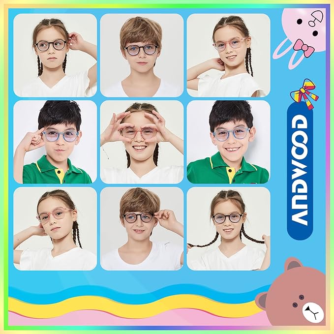 ANDWOOD Blue Light Glasses Kids Girls Boys Computer Gaming Anti Blue Ray Polarized sunglasses Age3-12